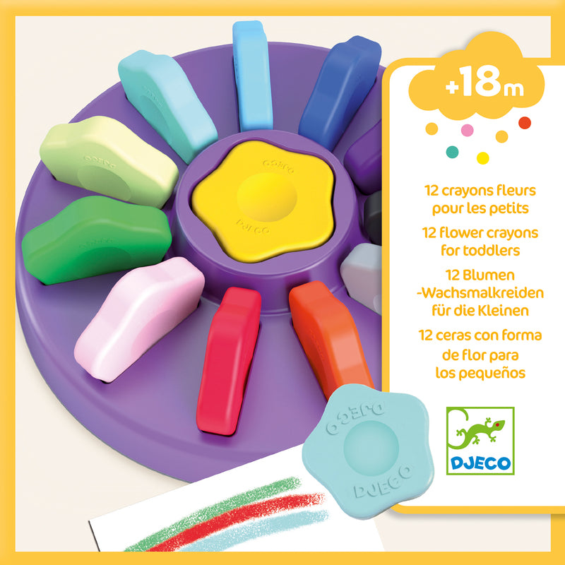 Toddler Flower Crayons 12 pk- Djeco